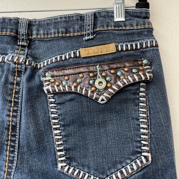 Cowgirl Tuff Bootcut Jeans Size 12 31 "Girls Night Out Brown" Leather Flap Rodeo - Picture 4 of 10
